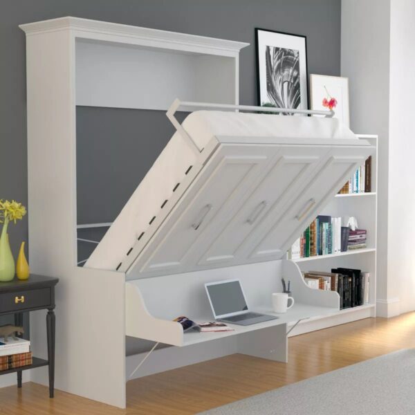 White 3 in 1 Multi Functional Shelve, Desk and Bed